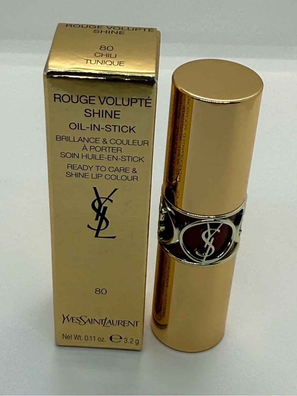 Yves Saint Laurent Rouge Volupte Shine Oil-In-Stick 80 Chili (Gold Packaging)